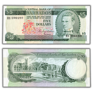 SOLD Barbados N.D (1973) $5 Five Dollars Note P #31 - Minor Stain
