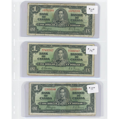 $1 1937 Bank of Canada Notes - Lot of 6 - Retail $88