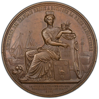 SOLD France 1855 Emperor Receives Victoria in Boulogne Medal 61mm