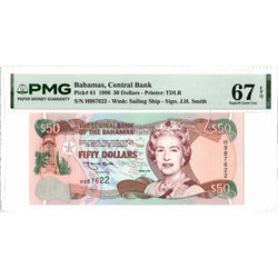 Bahamas 1996 $50 Fifty Dollars Note P #61 - PMG Superb Gem UNC-67 EPQ