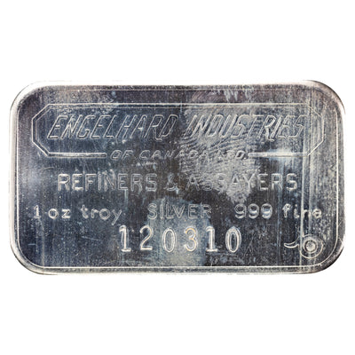 SOLD Engelhard Industries 1oz .999 Fine Silver Bar - 6 Digit Serial