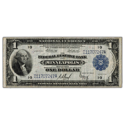 SOLD United States 1914 $1 One Dollar National Note Minneapolis