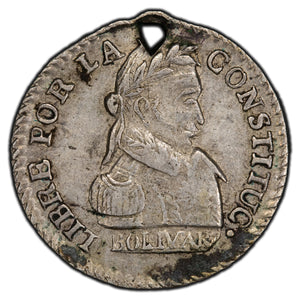 SOLD Bolivia 1830 1/2 Half Sol Silver Coin - Holed
