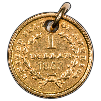 SOLD United States 1853 $1 One Dollar Gold Coin - Damaged/Jewelry Piece