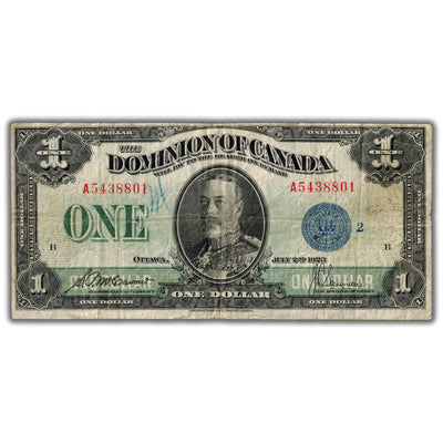$1 1923 Dominion of Canada Note Blue Seal Series A DC-25h - Light Crayon