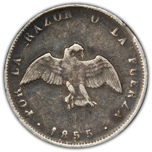 SOLD Chile 1855 1/2 Decimo Silver Coin KM #121