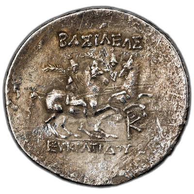 SOLD Ancient Greece Bactria Eukratides I 170-145 BC AR Tetradrachm Silver Coin Bioearachchi-1B