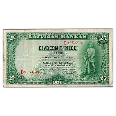 Latvia 1938 25 Latu Note P #21a - Circulated