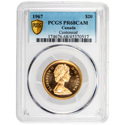SOLD Canada 1967 $20 Centennial Gold Coin - PCGS Proof PR-68 Cameo