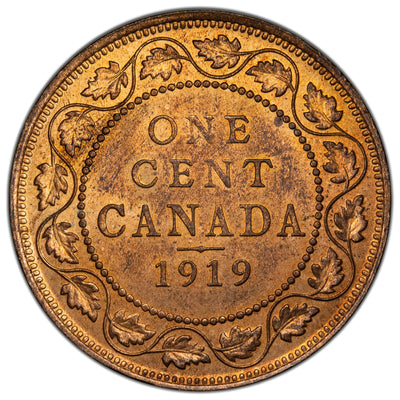Canada 1919 1 Large Cent Coin - Choice Uncirculated Red & Brown