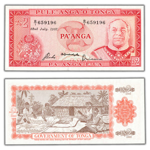 SOLD Tonga 1987 2 Two Pa'anga Note P #20c - UNC