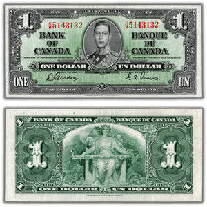 SOLD $1 1937 Bank of Canada Note Gordon-Towers K/M Prefix BC-21c - AU