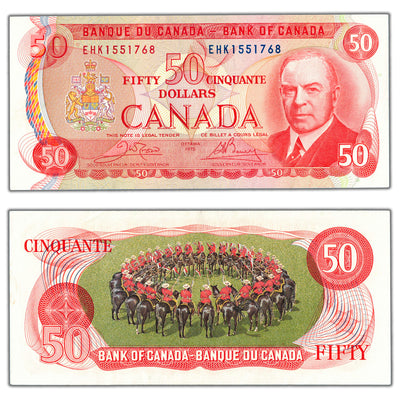 SOLD $50 1975 Bank of Canada Note Crow-Bouey EHK Prefix BC-51b - AU