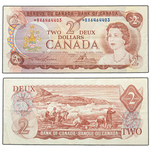 SOLD $2 1974 Bank of Canada Note *BX Replacement Prefix BC-47aA - VF