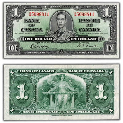 $1 1937 Bank of Canada Note Gordon-Towers K/M Prefix BC-21c - EF