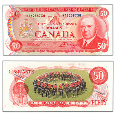 SOLD $50 1975 Bank of Canada Note Lawson-Bouey HA Prefix BC-51a - AU/UNC