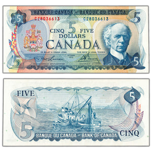 SOLD $5 1972 Bank of Canada Note Lawson-Bouey CZ Prefix BC-48b - Ch UNC