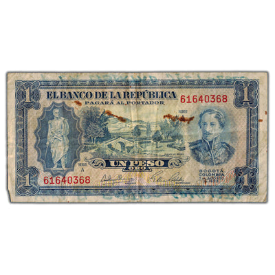 Colombia 1953 1 One Peso Oro Note - Political Message