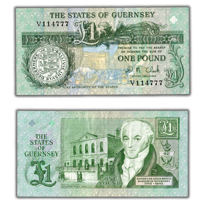 SOLD Guernsey N.D (1991-2016) 1 One Pound Note P #52c - VF+