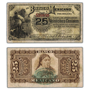 Mexico 1888 25 Centavos Note P #S151a - F/VF
