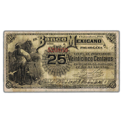 Mexico 1888 25 Centavos Note P #S151a - F/VF