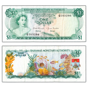 SOLD Bahamas 1968 $1 One Dollar Note P #27a - VF+