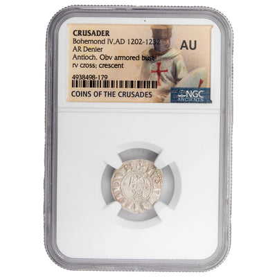SOLD Crusader States Antioch 1202-1232 Bohemond IV AR Denier Coin - NGC AU