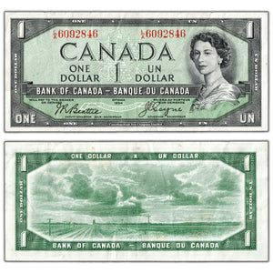 SOLD $1 1954 Bank of Canada Note Devil Face L/A Prefix BC-29b - VF+