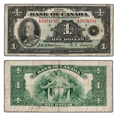 $1 1935 Bank of Canada Note English Text Letter A BC-1 - Fine