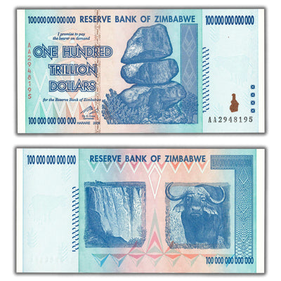 SOLD Zimbabwe 2008 100 Trillion Dollars Note P #91 - Uncirculated