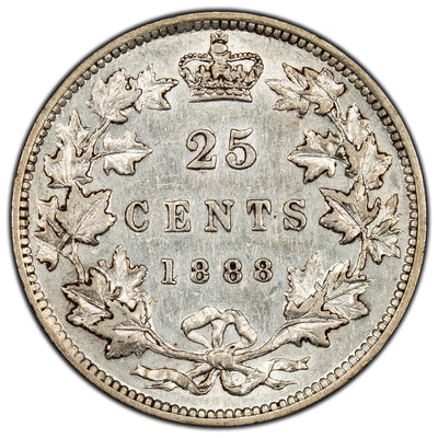SOLD Canada 1888 Narrow 8's 25 Cents Quarter Silver Coin - VF-30