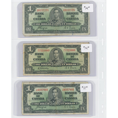 $1 1937 Bank of Canada Notes - Lot of 6 - Retail $88