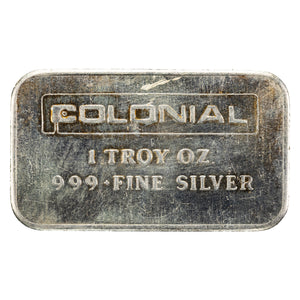 SOLD Engelhard Colonial 1oz .999 Fine Silver Bar