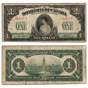 SOLD $1 1917 Dominion of Canada Note Series D DC-23a - Circulated