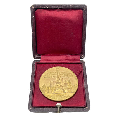 SOLD France 1889 Eiffel Tower Souvenir Medal 42mm - In Box Named
