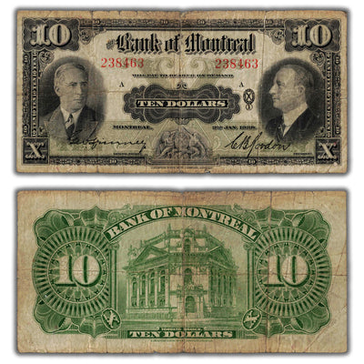 SOLD $10 1938 Bank of Montreal Canada Chartered Note CH #505-62-04