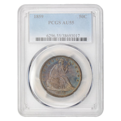 United States 1859 50 Cents Seated Liberty Half Dollar - PCGS AU-55