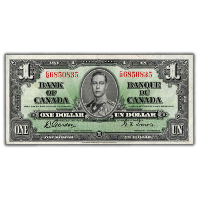 $1 1937 Bank of Canada Note Gordon-Towers C/M Prefix BC-21c - EF