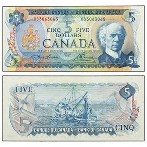 SOLD $5 1972 Bank of Canada Note Lawson-Bouey CS Prefix BC-48b - AU/UNC