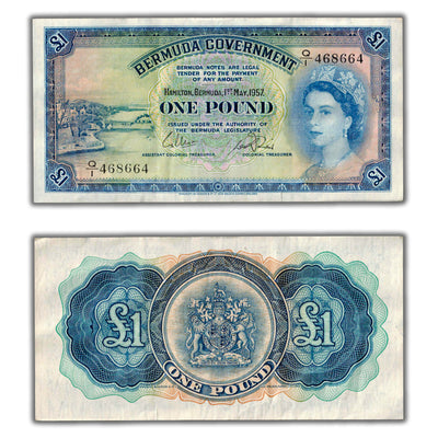 SOLD Bermuda 1957 1 One Pound Note P #20b - VF/EF