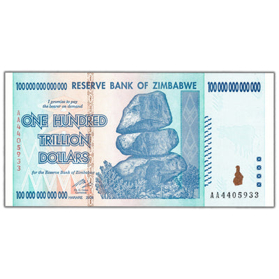 SOLD Zimbabwe 2008 100 Trillion Dollars Note P #91 - Choice UNC