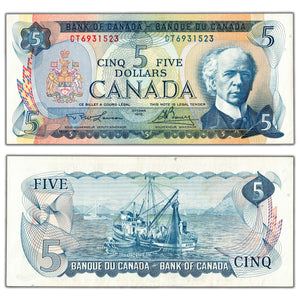 SOLD $5 1972 Bank of Canada Note Lawson-Bouey CT Prefix BC-48b - AU