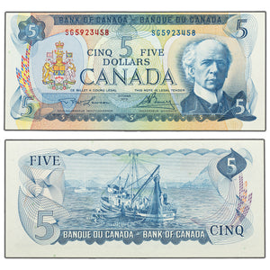 SOLD $5 1972 Bank of Canada Note Lawson-Bouey SG Prefix BC-48b - Ch UNC