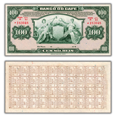 Brazil Banco Do Café ND 19XX 100 Reis Note P #S541