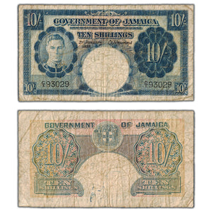 SOLD Jamaica 1939 10 Ten Shillings Note P #38a - Circulated