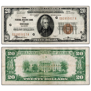 United States 1929 $20 Chicago, IL National Currency Note - VF+