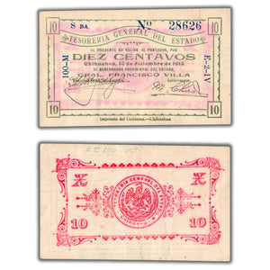 SOLD Mexico Tesoreria General Del Estado 1913 10 Centavos Note P #S550 - Minor Pencil