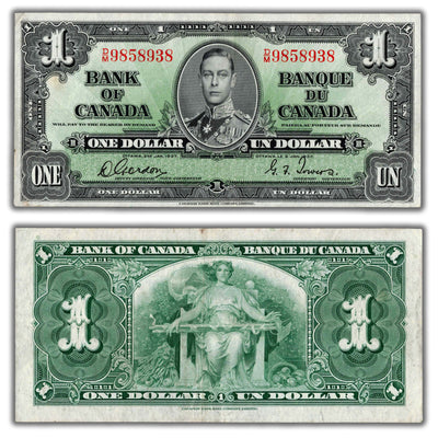$1 1937 Bank of Canada Note Gordon-Towers D/M Prefix BC-21c - VF/EF