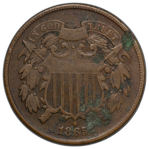SOLD United State 1865 2 Cents Coin - Corrosion