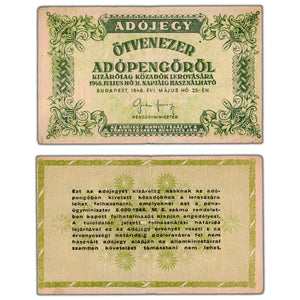 SOLD Hungary 1946 50,000 Adopengo Note P #138b